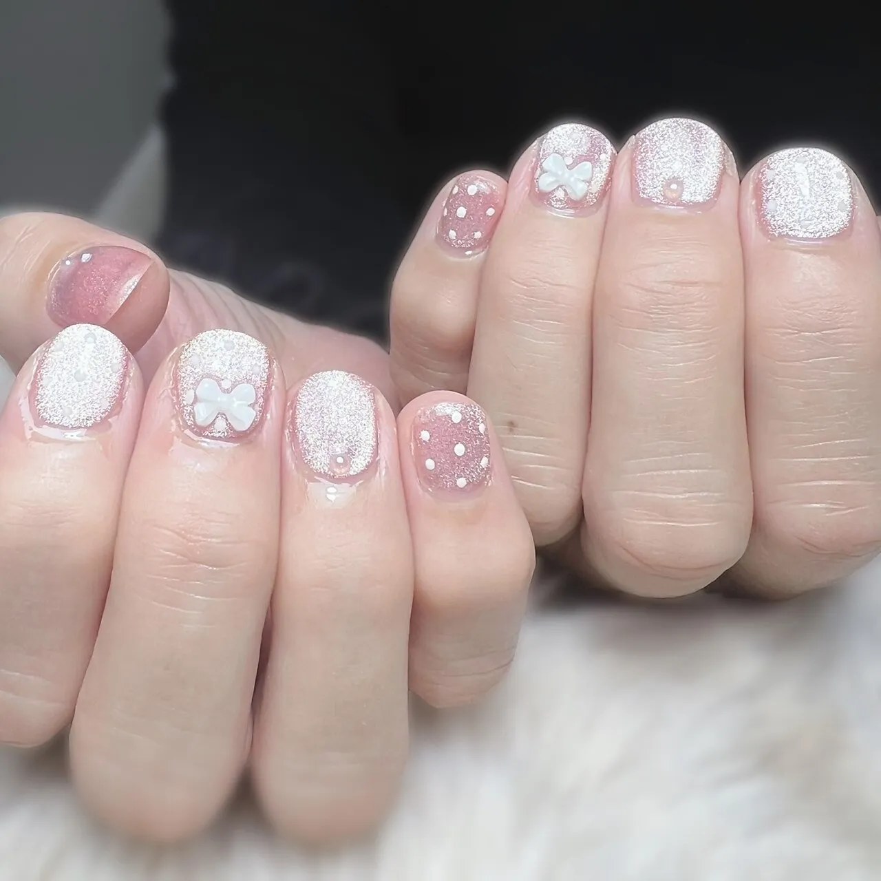  可愛い小さなリボンネイル