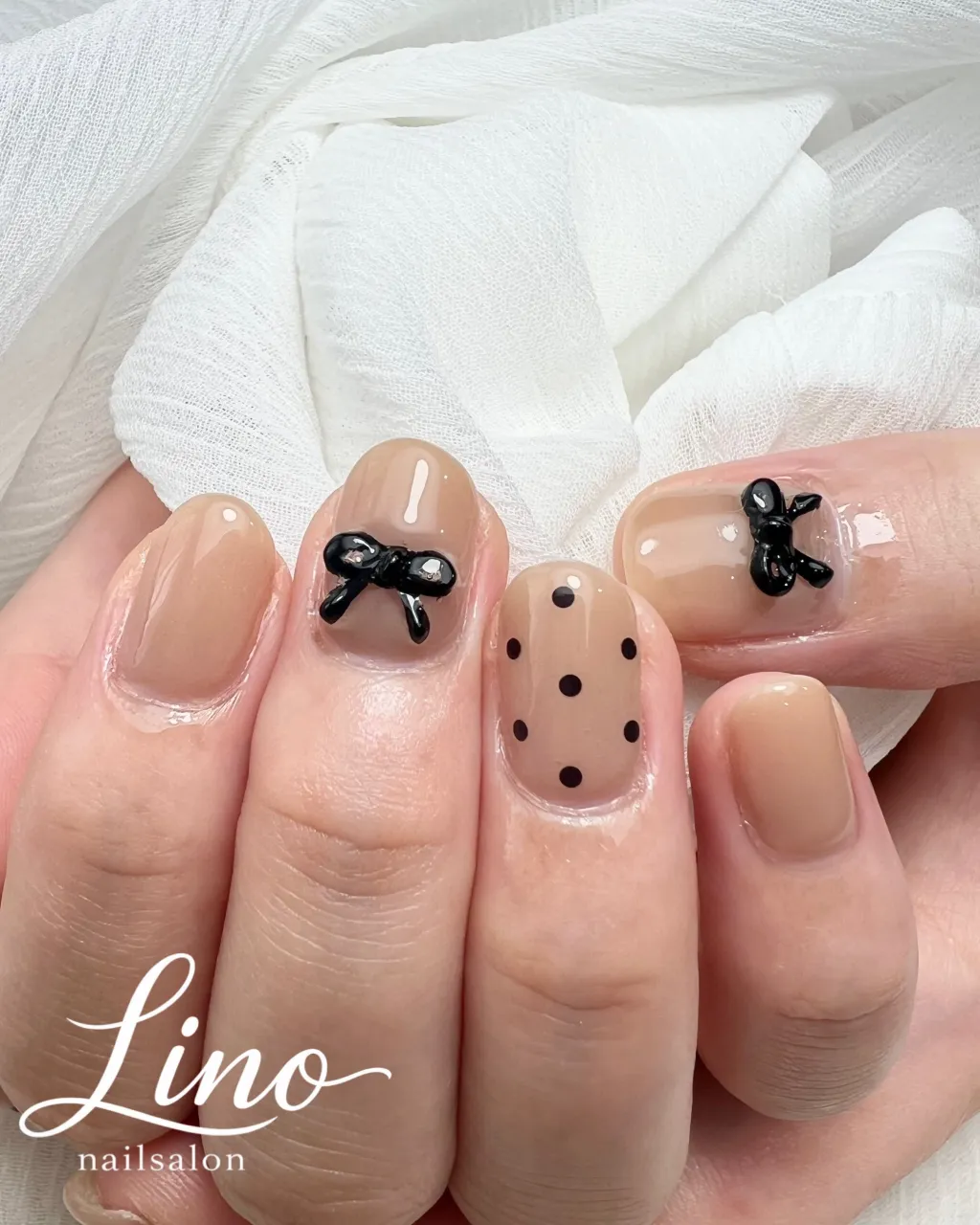 リボン×ドット