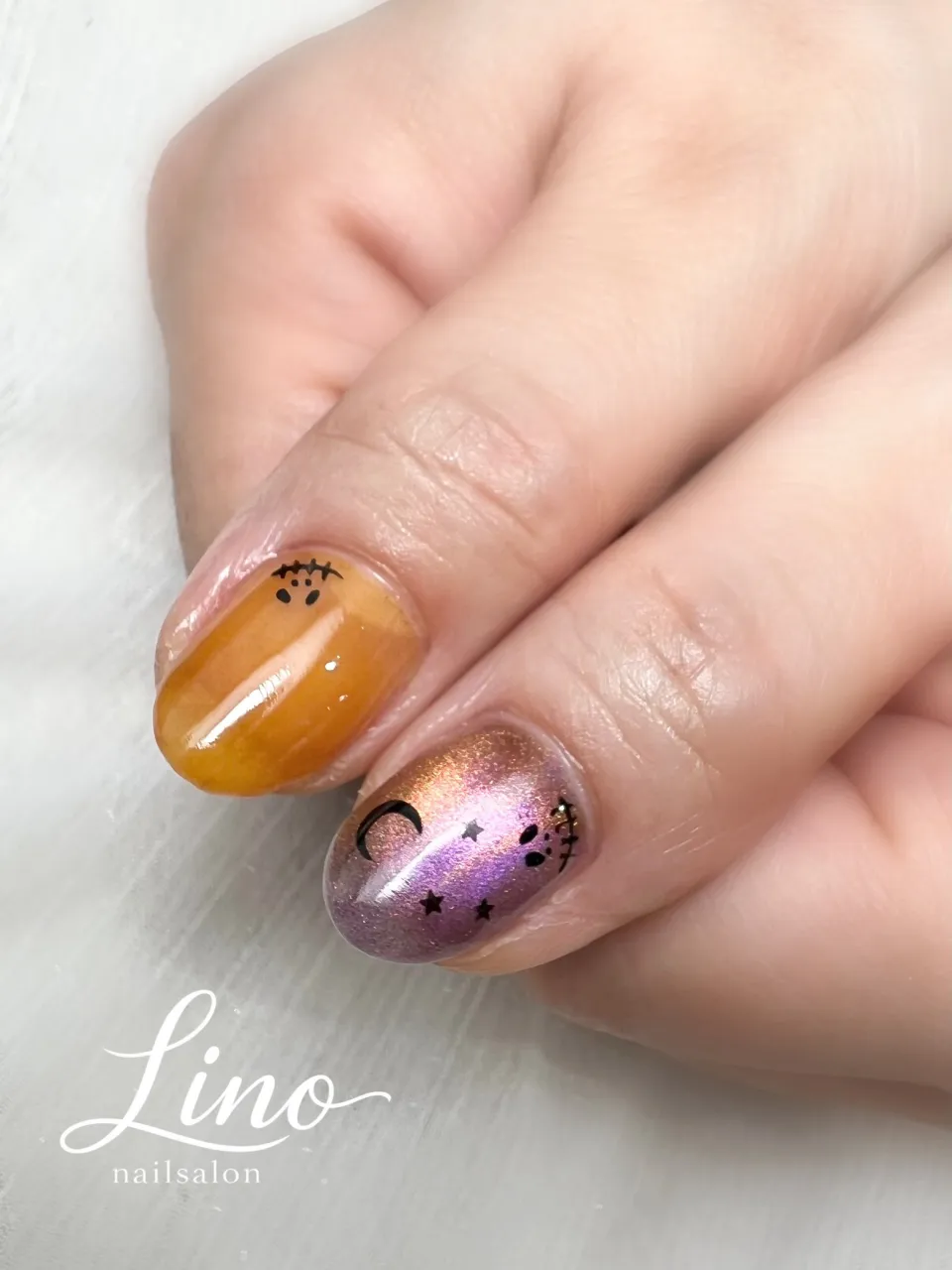 ハロウィンネイル🎃💜🧡